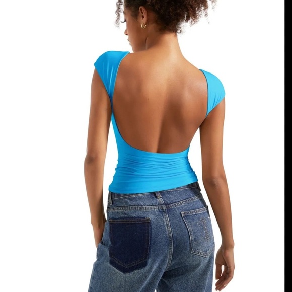 NWOT Blue Crop Top & bikini cover up - Picture 1 of 5